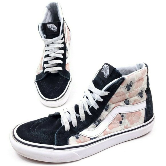 Vans Shoes - Vans SK8 Hi Mens 8 Womens 9.5 Black Floral Shoes